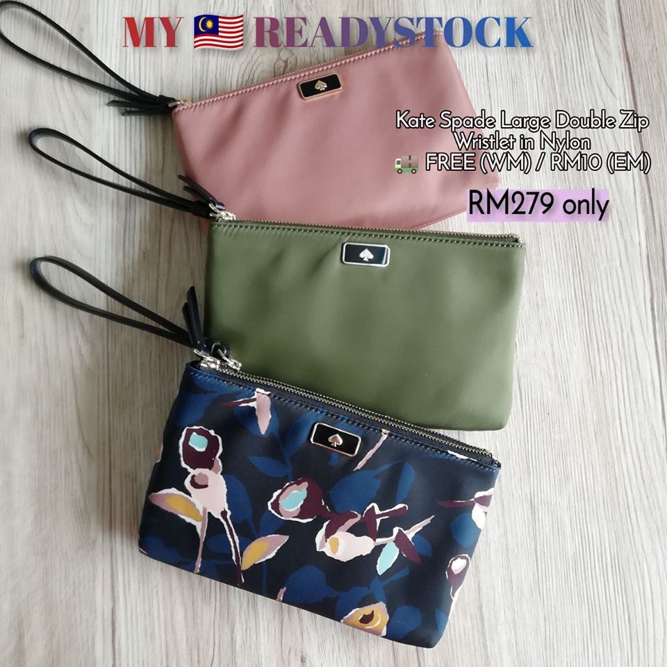 Readystock Kate Spade Medium Nylon Double Zip Wristlet Wallet Ladies Purse  | Shopee Malaysia