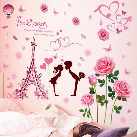 Bedroom Room Home Decorations Warm Wall Girl Wall Paper Romantic Full House Rose