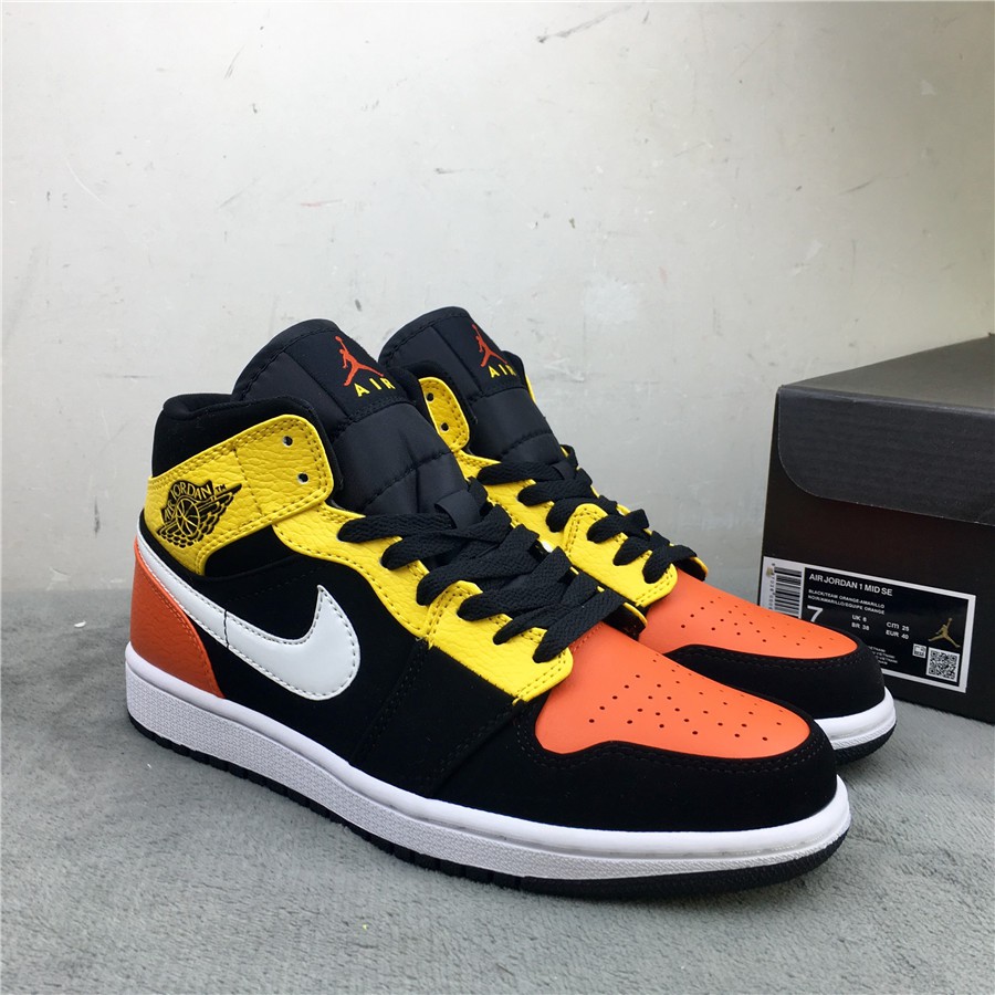 black orange and white jordan 1