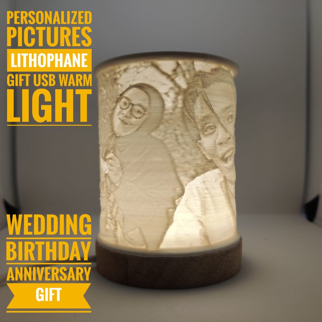 {WARM LIGHT} Personalized Picture Gift | Wedding | Anniversary | Birthday | Appreciation LITHOPHANE | HADIAH | HARIJADI