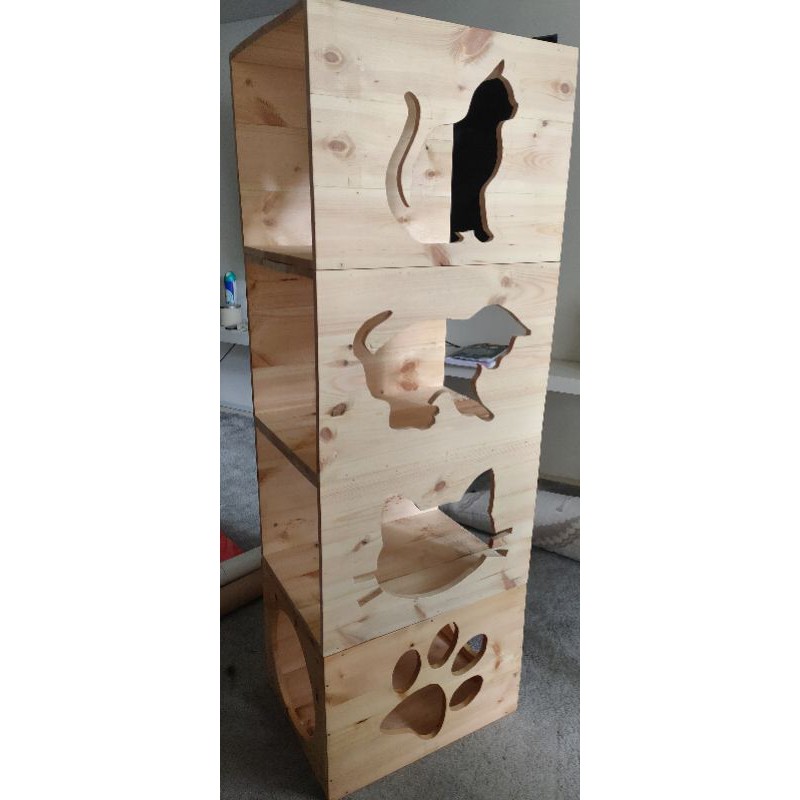 Buy Cat box playground (boleh custom nama kucing) Solid pine wood 