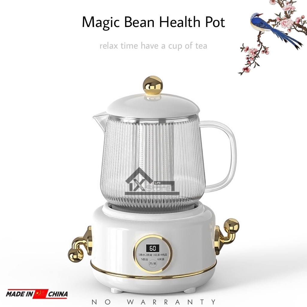 Magic Bean Health Pot 600ml - White l Kettle l Soup l Flower Tea l Keep Warm l Office