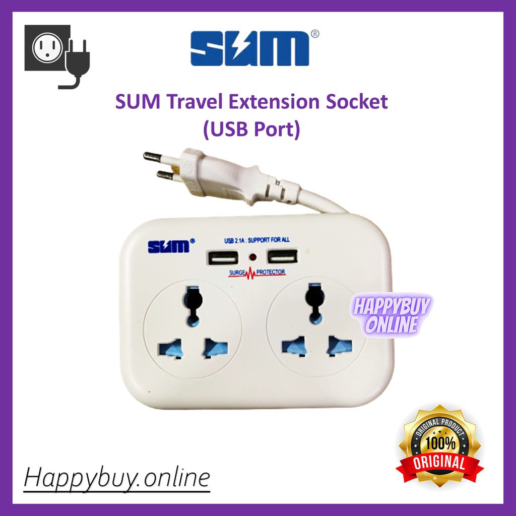 SUM Travel Extension Socket with USB Port Extension Socket Travel Use ...