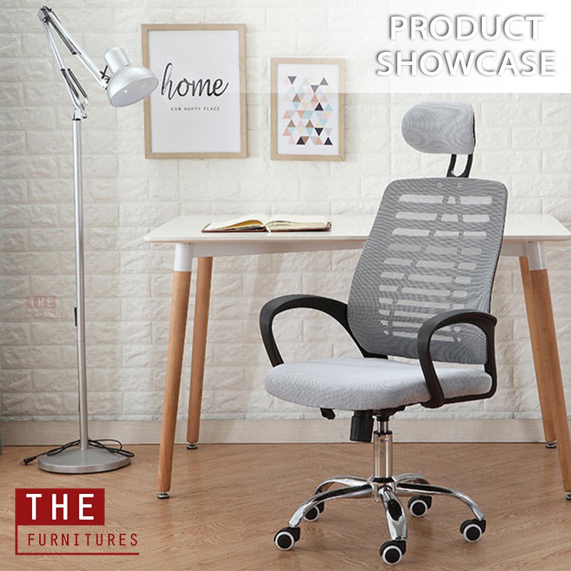 Ergonomic Adjustable Mesh Back Office Gaming Chair With Headrest And  Rollers Kerusi Pejabat Ergonomik Berlubang Selesa | Shopee Malaysia
