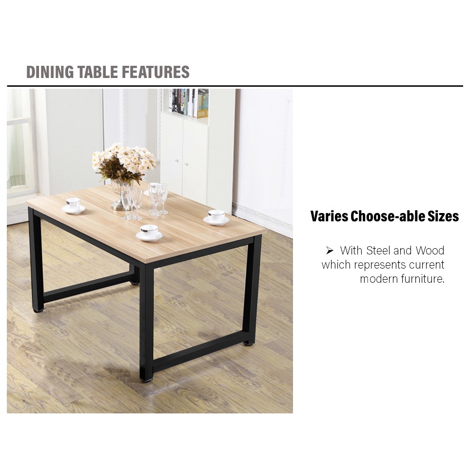 FINSSO: CONTEMPORARY White/Black Steel Rectangular Design Dining Table