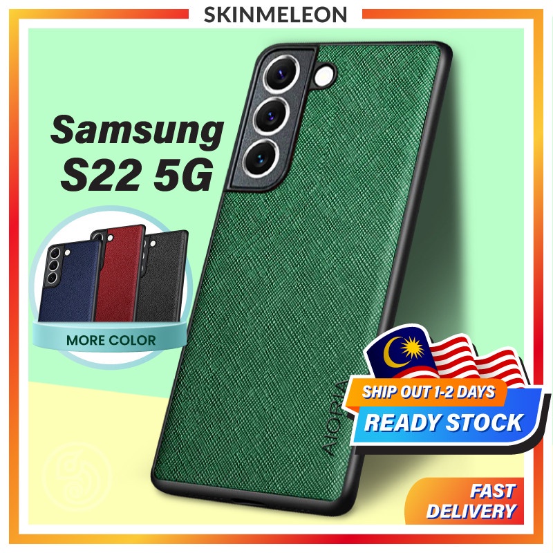 SKINMELEON Samsung S22 Case 5G Elegant Cross Pattern PU Leather TPU Camera Protection Cover Phone Cases