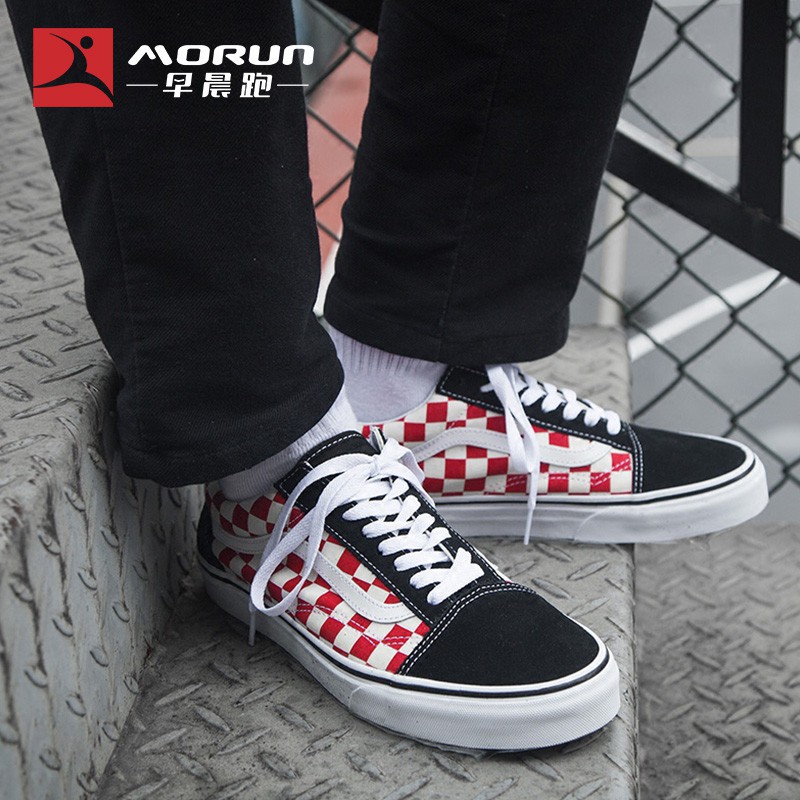 vans checkerboard old skool black and red