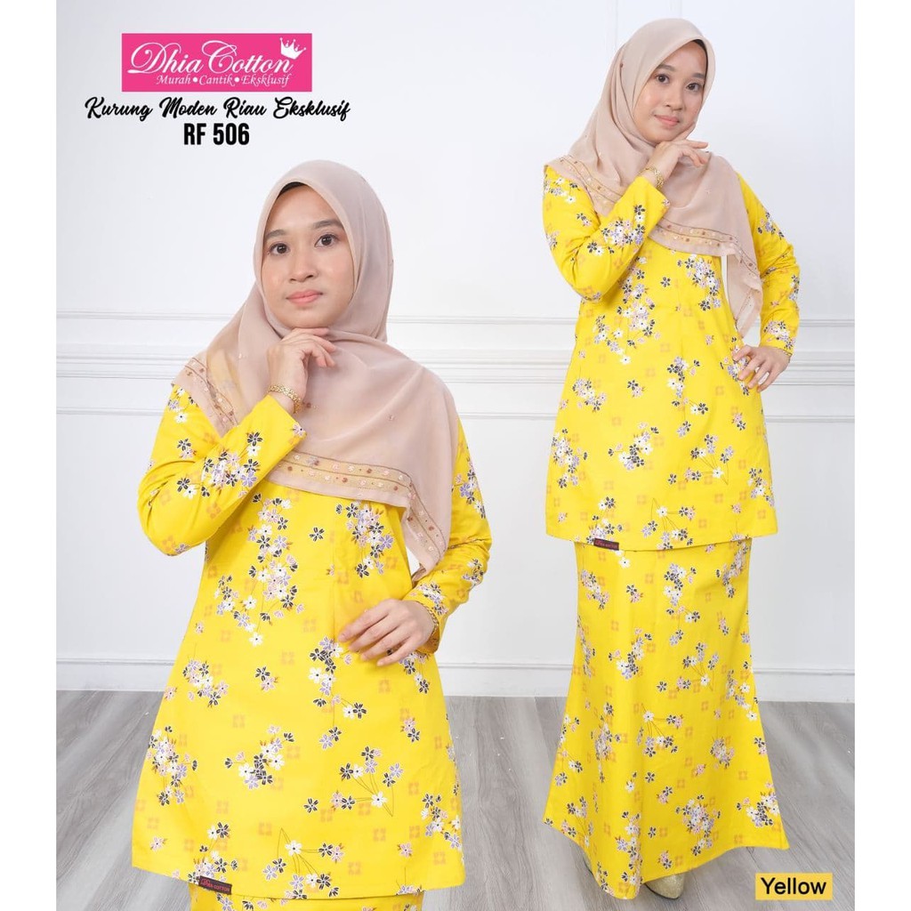 Baju Kurung Cotton Moden Warna Kuning