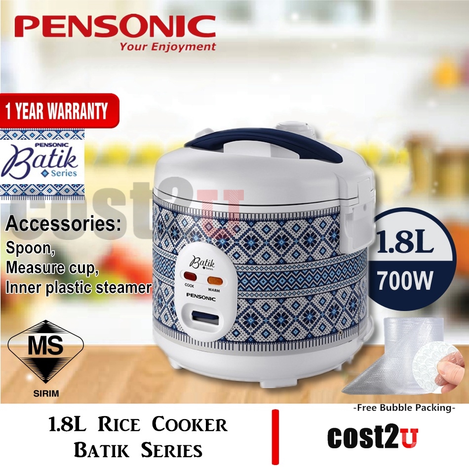 [Free Bubble Packing] Pensonic 1.8L Batik Series Rice Cooker PSR1801