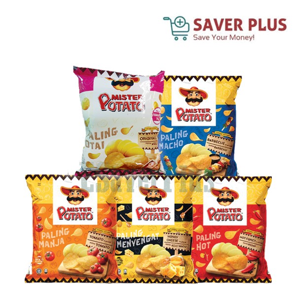 Mister Potato Chips 60g (Original/Hot & Spicy/BBQ/Honey Cheese/Tomato)