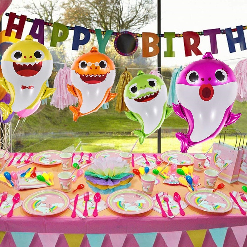 1pcs Shark Baby Aluminum Film Balloon Marine Theme Park Layout Birthday Party Decoration Cartoon Balloon Children's Valentine's Day Party Carnival Birthday Market Decoration Prop