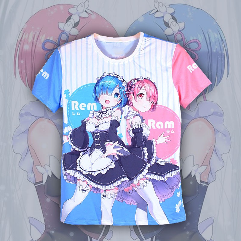 Anime t-Shirt Summer Women's Clothing From Zero Merchandise Short-Sleeved Rem Two-Dimensional Clothes Men Women