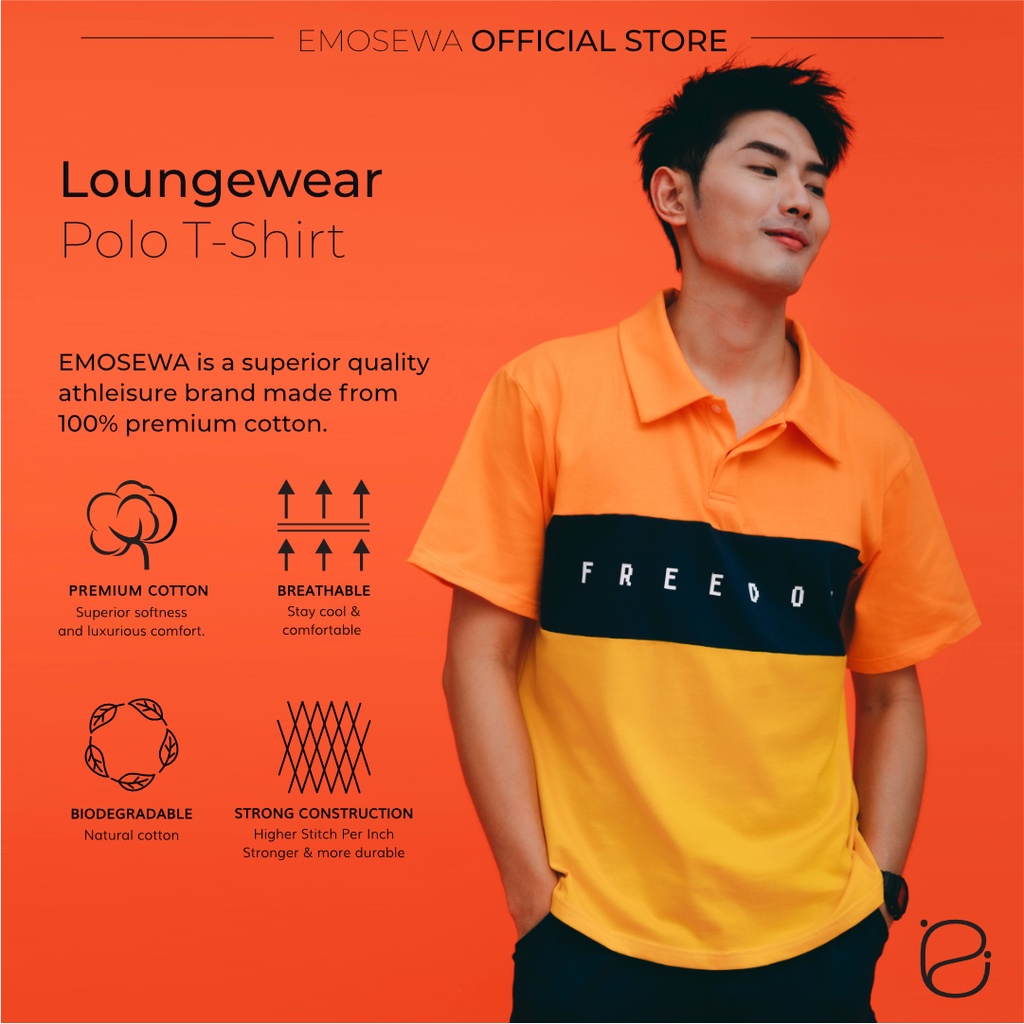 EMOSEWA Freedom 200gsm Organic Cotton Short Sleeve Men Polo T-Shirt