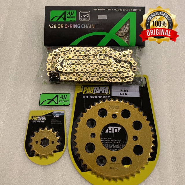 Rs150 428 Protaper Harden Sprocket Aji Racing O Ring Chain Or Heavy Duty Chain Sprocket Combo Set Shopee Malaysia