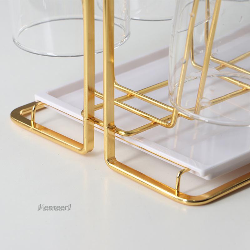 [Fenteer1efMY] Minimalist Gold Mug Drying Rack Stand Metal Cup Hooks Holder Mug Tree Gifts