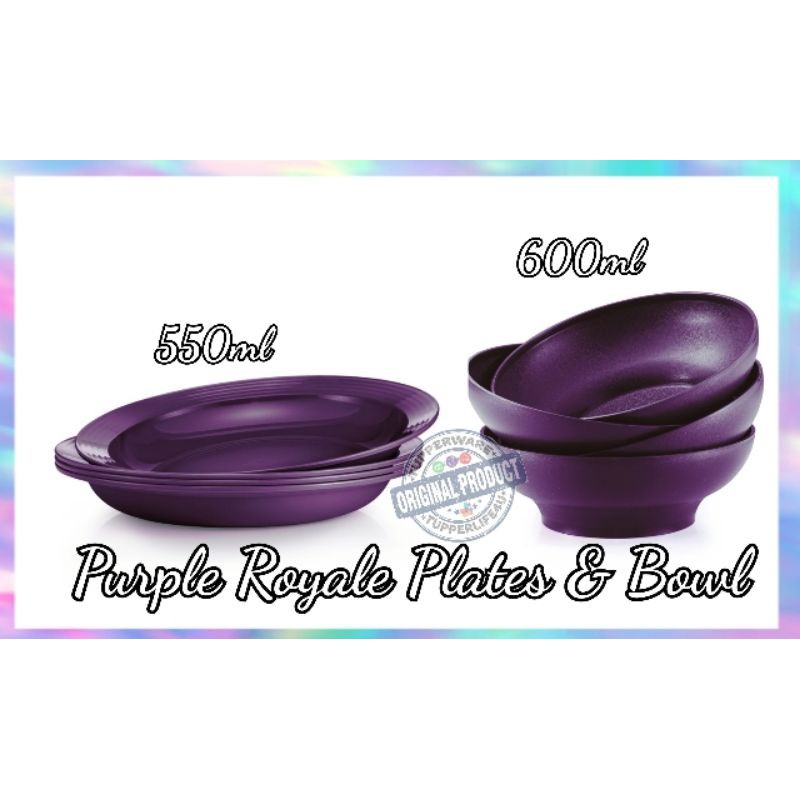 💥Ready Stock - cat 4/21💥Tupperware Purple Royale Plates & Bowls Set