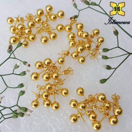 ISTIMEWA 916 Gold Stud Earrings// Anting-Anting Lolipop Plain Emas 916