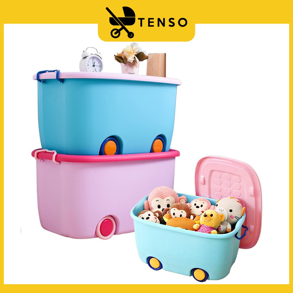 TENSO TBW001 Large Capacity Stackable Toy Box with Wheels (Set of 2