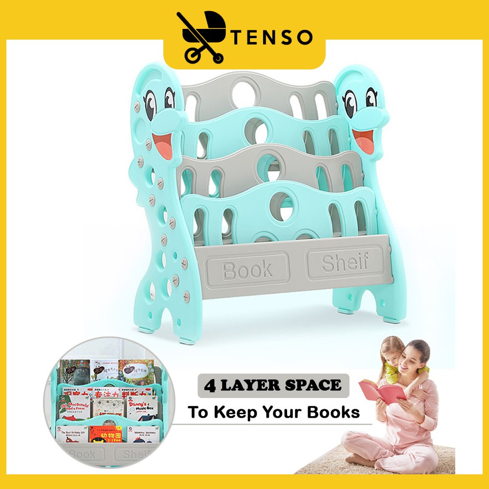 Dolphin Design Kids Premium Non Toxic Plastic 4 Layer Book Shelf Book
