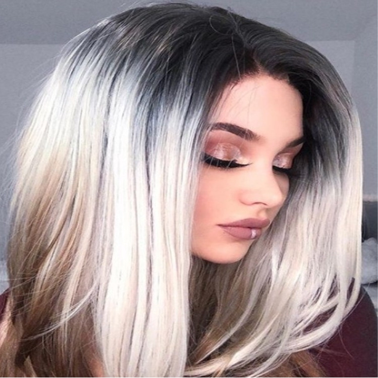 A Medium Wigs Double Face Bleaching And Dyeing Medium And Long