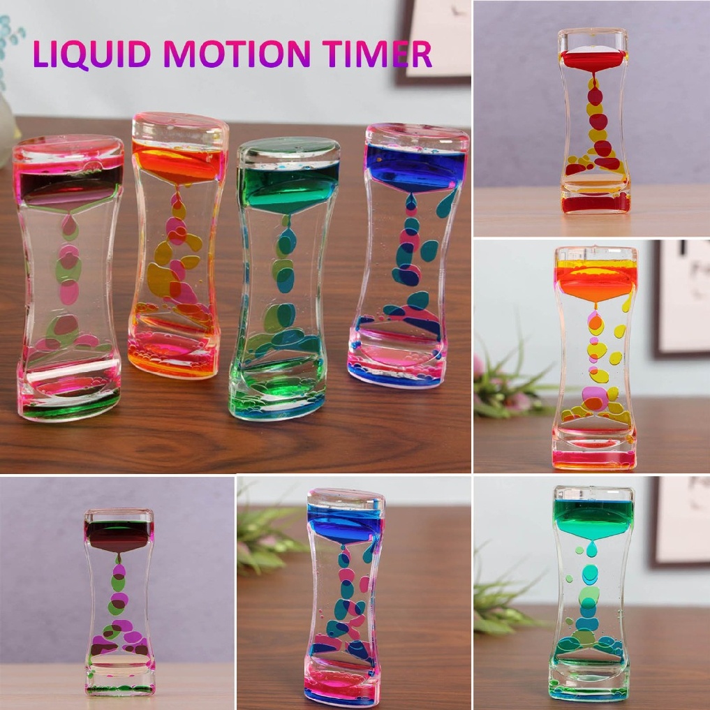 Sulie Liquid Motion Bubbler Timer Hourglass for Sensory Play Toy ...