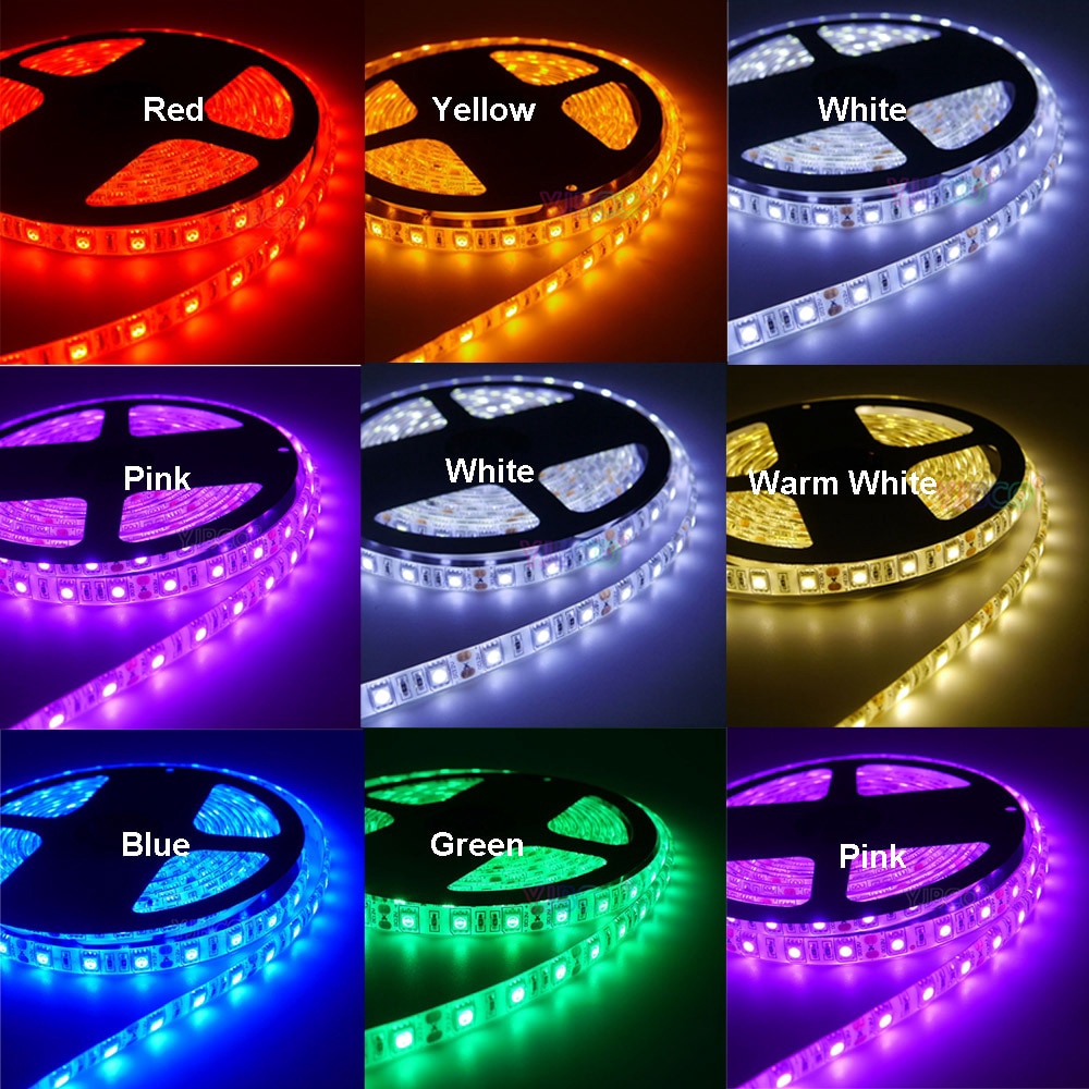 Led Strip Tape Lamp 5m 60led M 2835 3825 5050 Dc12v Diode Flexible Led Strip Light Rgb White Warm White Red Green Blue Yellow Malaysia