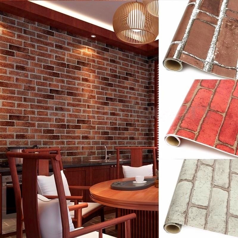 1 Pc Fashion Red Grey Coffee Realistic Bricks Rock Wall Paper Prepasted Adhesived Background Wallpaper Roll Wall Sticker Shopee Malaysia