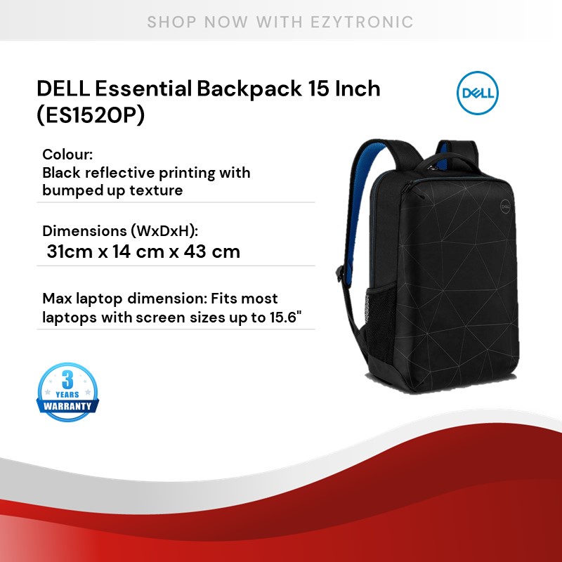 DELL ESSENTIAL BACKPACK 15 INCH (ES1520P) Shopee Malaysia