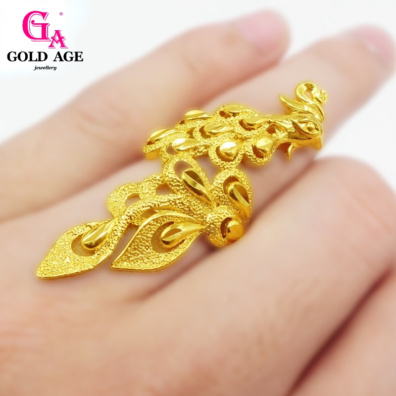 GA Jewelry Fashion 18K Saudi Gold Plated Korean Women's Rings Gold-plated Bridal Peacock Open Ring