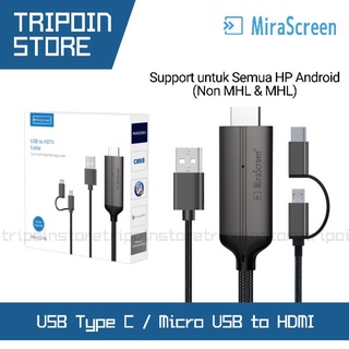 Mirascreen USB Type C + Micro USB to HDMI Cast - OBS Casting Gaming - Non MHL Smartphone Support