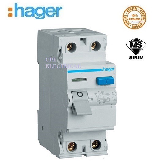 Hager Ce263b 63a 2 Pole 100ma Elcb Rccb 100 Original Shopee Malaysia