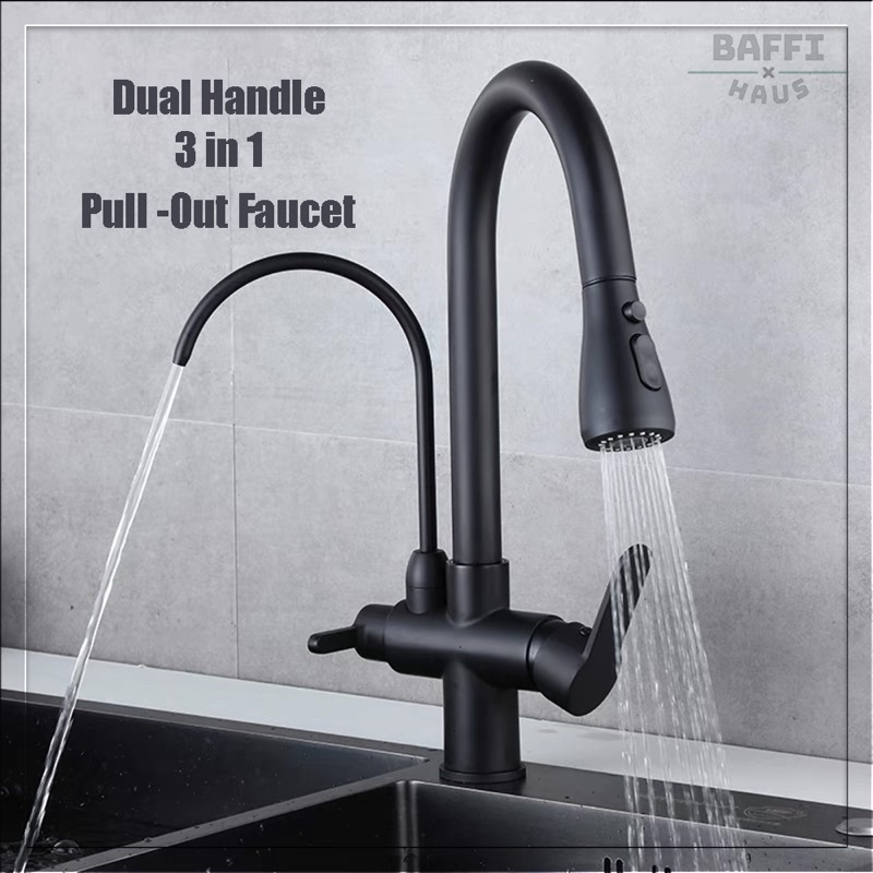 Stainless Steel Kitchen Faucet Filter Pull Out Faucet Sink Tap Shopee