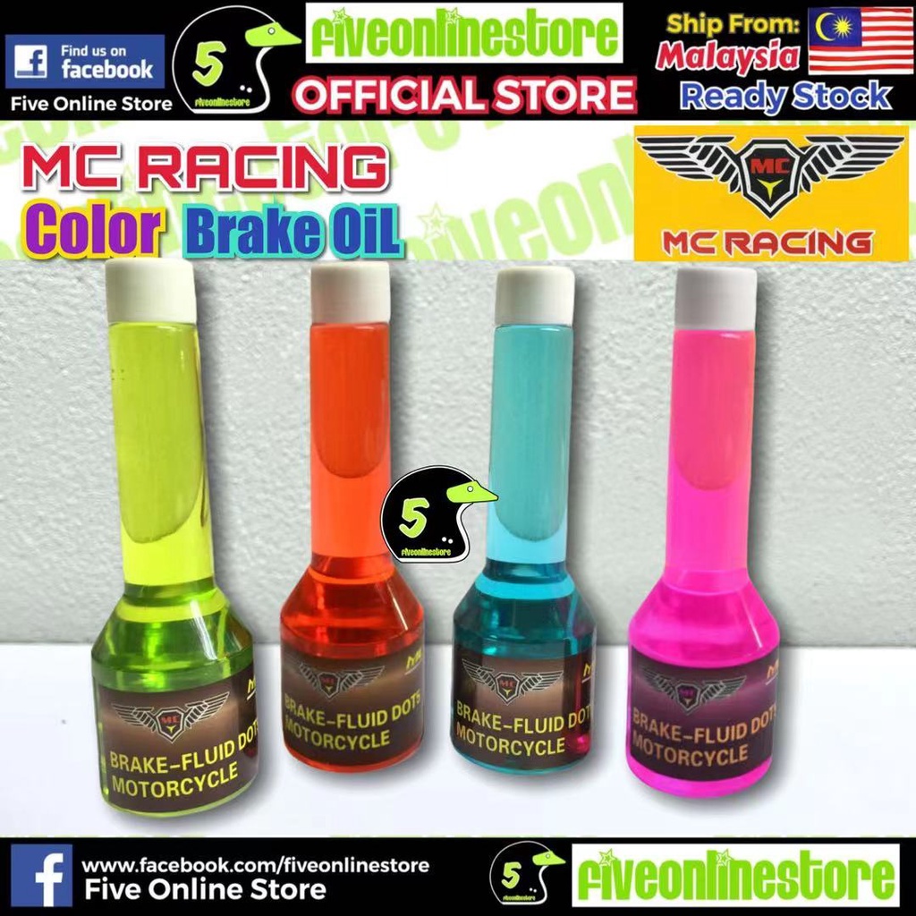 MC Racing Malaysia Light Color Brake Oil Motorcycle Brake Fluid Dot5 Color 100ml Bottle Minyak Botol Master Pump