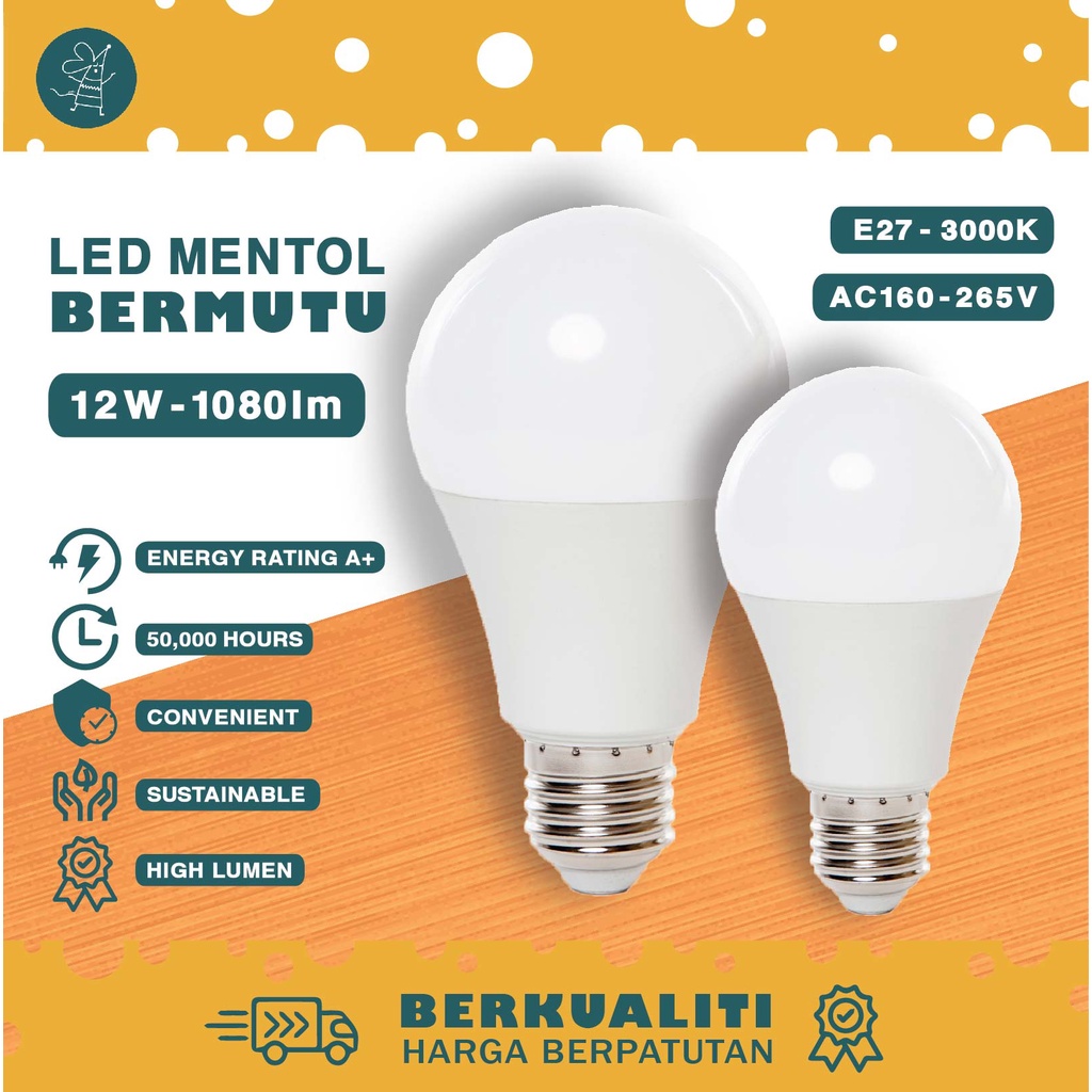 [BERKUALITI] E27 LED MENTOL BULBS Lightning - Super Energy Saving, Sustainable, Long Lasting