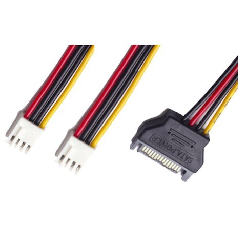 Dual 4p to 15p SATA Male Split 2X 4pin Floppy Cable
