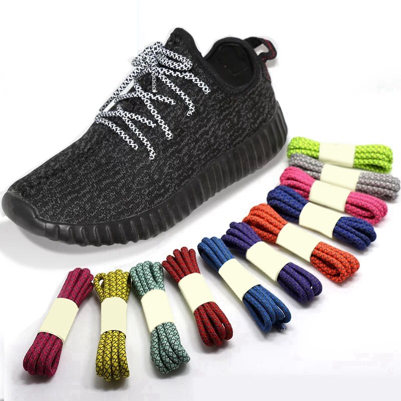 1Pair 3M Reflective Shoelaces Sneaker Shoelace Sport Shoelaces Round Rope Shoe Laces Length 100/120/140/160CM Shoelace Strings