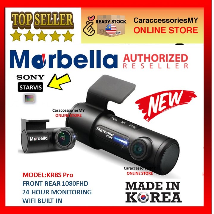 Marbella KR8S 2-CH FHD 1080P Front/Back WIFI Dashcam (Installation Inclusive)