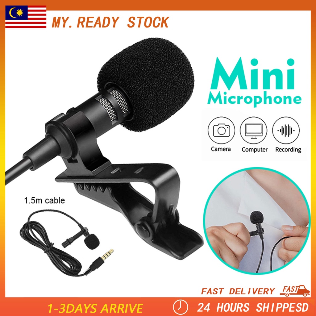 Portable Mini Microphone Condenser 3.5mm Hands-free Clip-on Lapel Lavalier Mic Wired for Phone for Laptop Mini Audio Mic