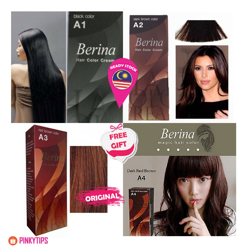 Restock ! BERINA HAIR COLOR PERMANENT HAIR DYE CREAM | Shopee Malaysia