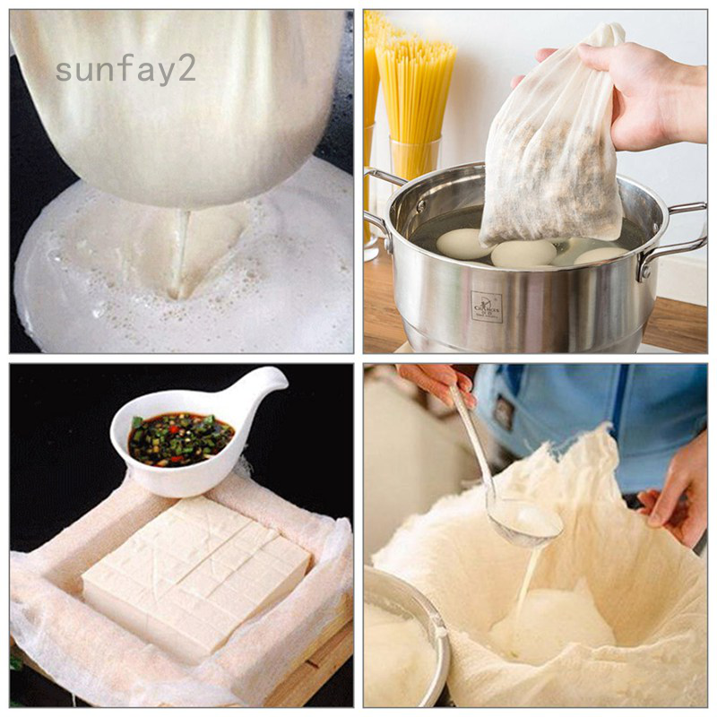 4 Pcs Square Soft Muslin Pure Cotton Cloth Muslin Cloths for Straining Filtering Milk Fruit Butter Jam Wine Beer Making Filters Cheesecloth with Cooking Twine 50 x 50 cm