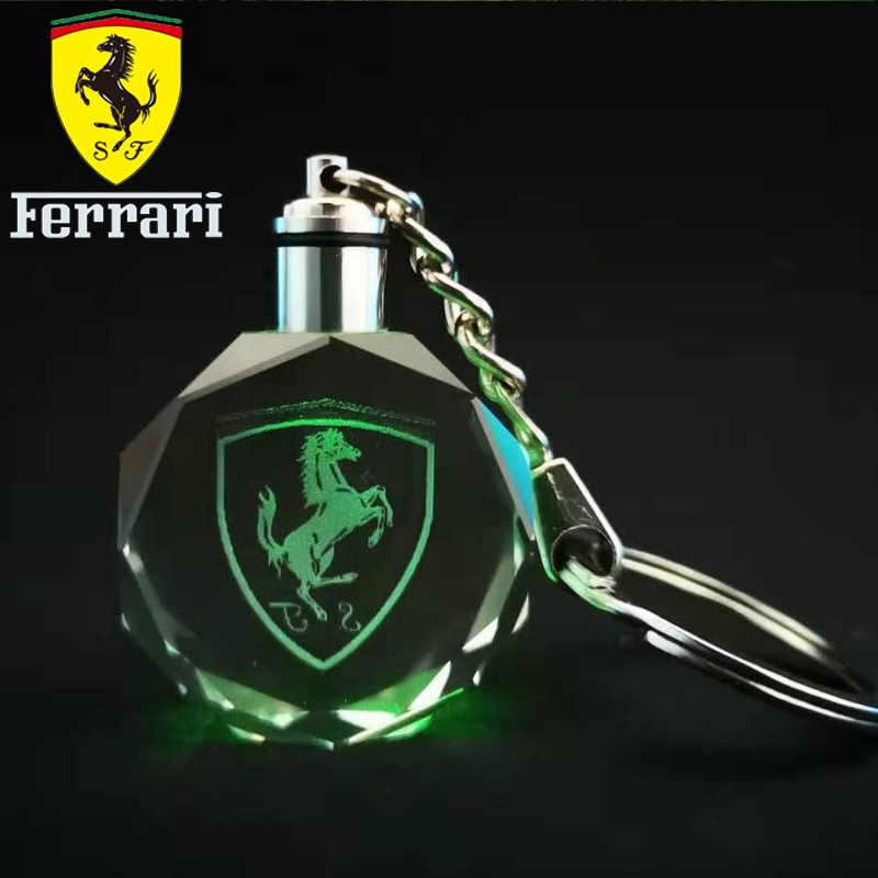 Luminous Keychain Pendant BLLEDFLL01 For Ferrari Led Light with 7Colors Changing 3D Laser Engraving K9 Crystal Keychain