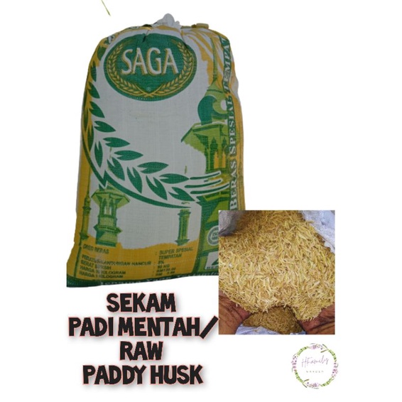 Sekam Padi Mentah/ Raw Paddy Husk dalam guni