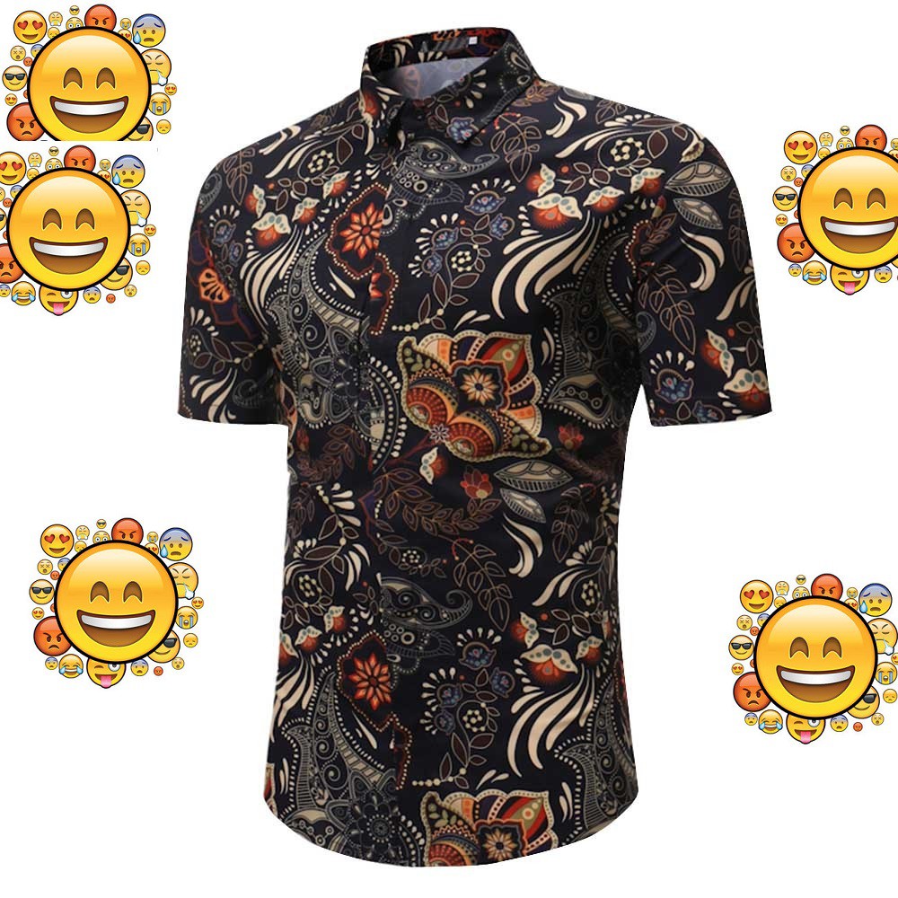  kemeja  lelaki batik  bunga flora  klasik moden men shirt wow 