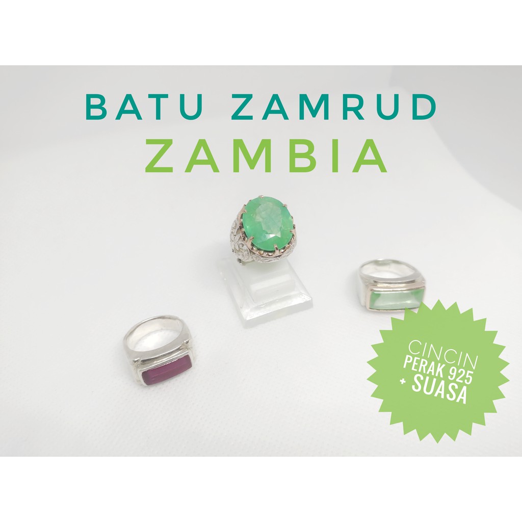 Cincin Perak 925 Suasa Batu Zamrud Zambia Delima Burma Shopee Malaysia
