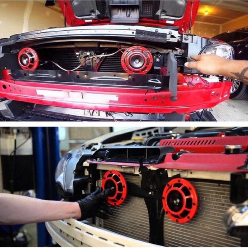 NEW A Pair 12V Titanium Rainbow Supertone Dual Car Grille Horn Compact Super Tone Loud Blast Stainless Steel kereta horn