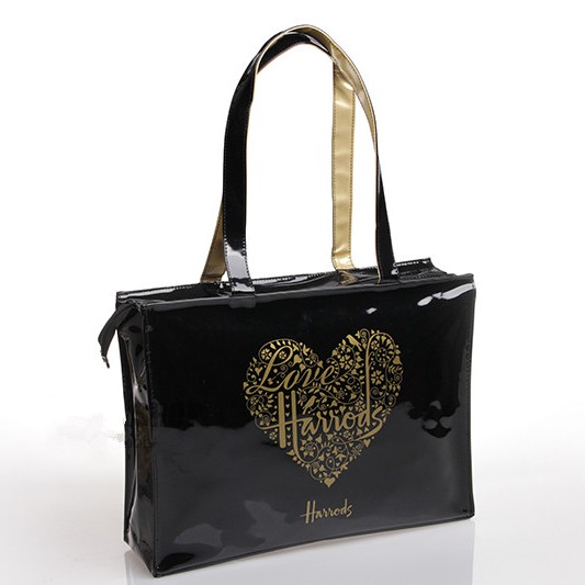HARRODS- LARGE GOLD HEART- PVC WATERPROOF SHOPPER/TOTE/TUITION/STUDENT BAG | Shopee Malaysia
