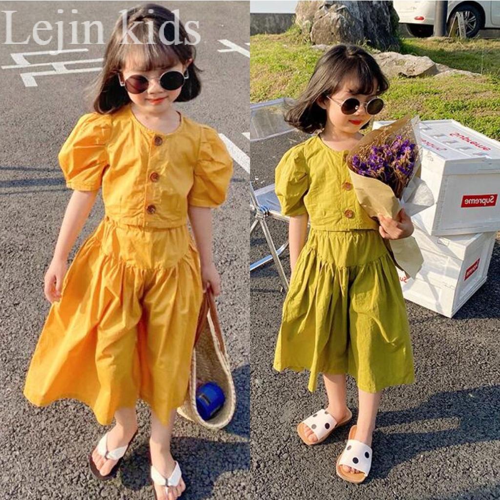 Baju budak perempuan kids girl suits cotton baby clothes short sleeve blouse wide leg pants Korean fashion outfits childrens clothing