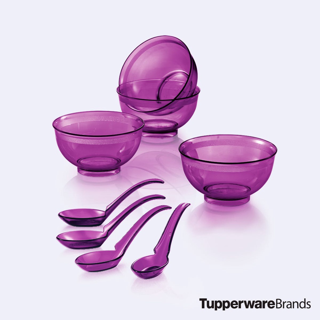 Tupperware Purple Royale Crystalline Bowl with Spoon 1set / 4pieces