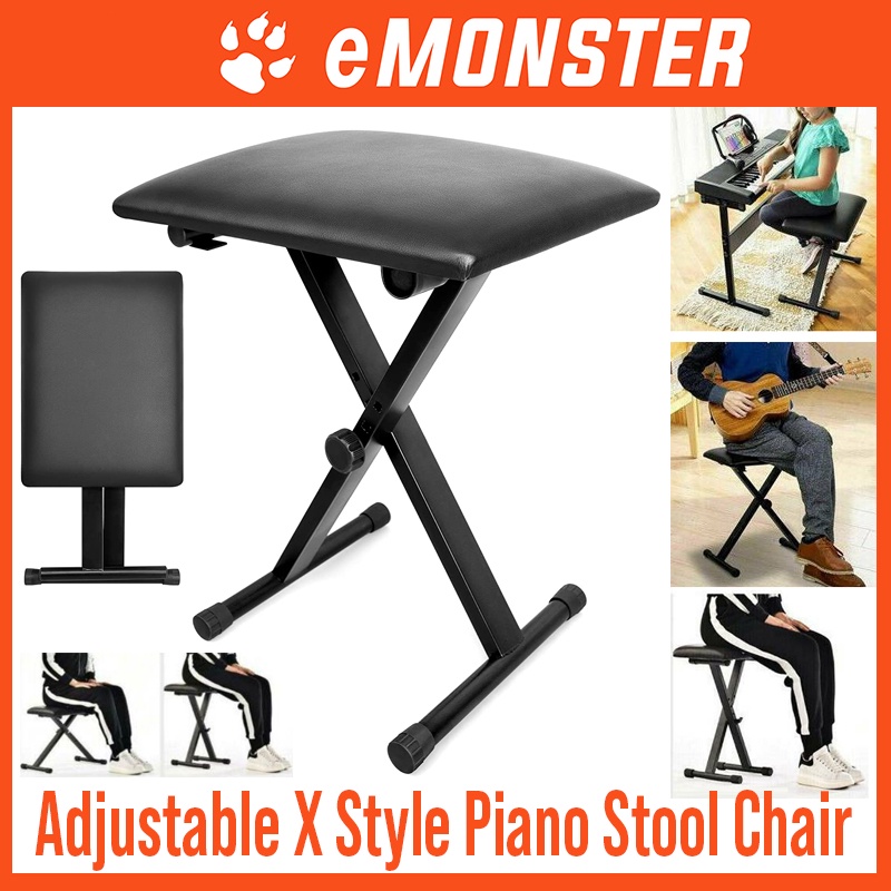 Ship from KL Adjustable X Style Cushion Padded Piano Chair Keyboard Chair Bench Piano Stool Adjustable Comfortable