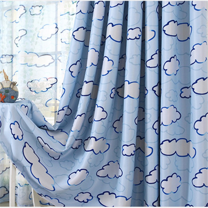 Cloud Children Cloth Curtains For Kids Boy Girl Bedroom Living Room Blue Blackout Curtains Custom Made Drapes